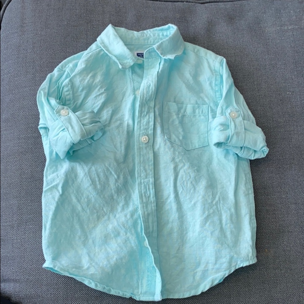 Janie and Jack Adorable Aqua Linen Shirt